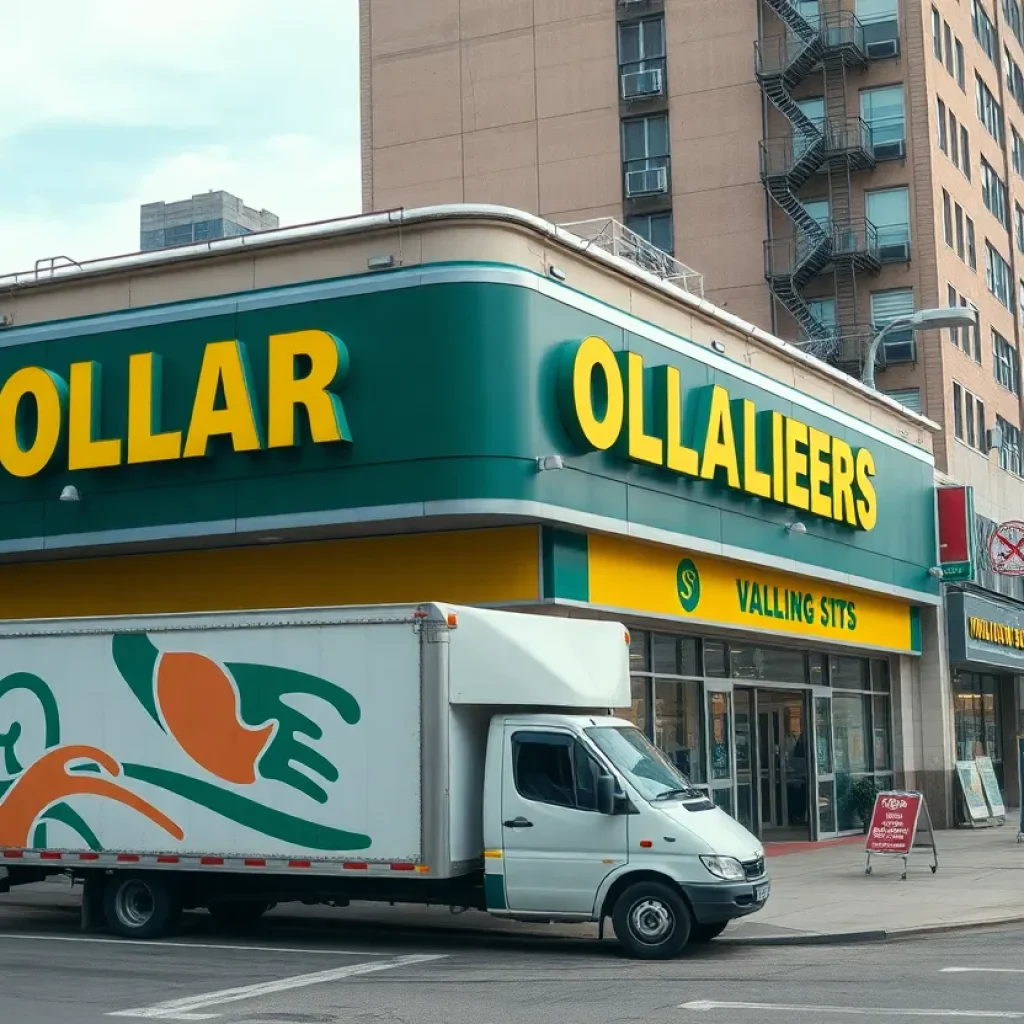Moving truck near a dollar store in Detroit
