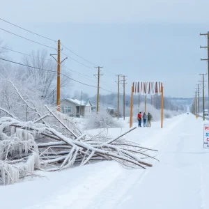 Impact of ice storm in Northern Michigan with downed power lines and community support