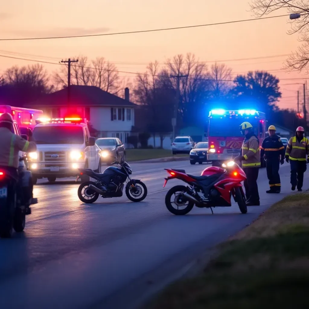 Emergency responders attending to a motorcycle accident scene in Redford Township