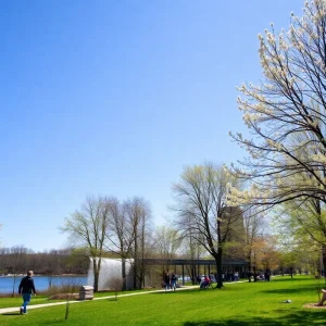 Scenic view of Southeast Michigan spring weather with clear skies.