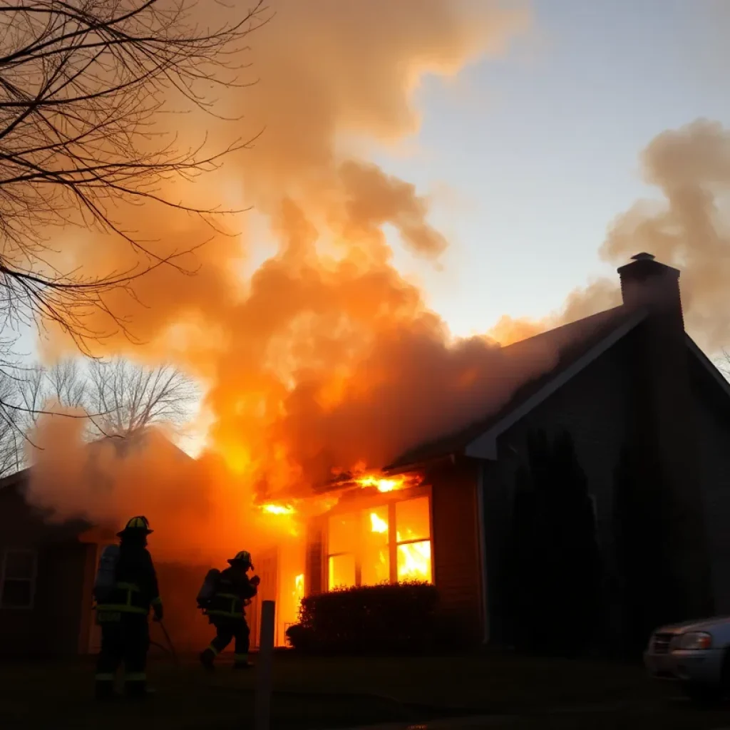 Firefighters battling a fire at a residential home in Southwest Detroit