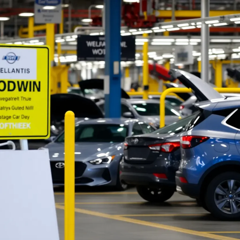 Stellantis production facilities in Detroit during a temporary shutdown
