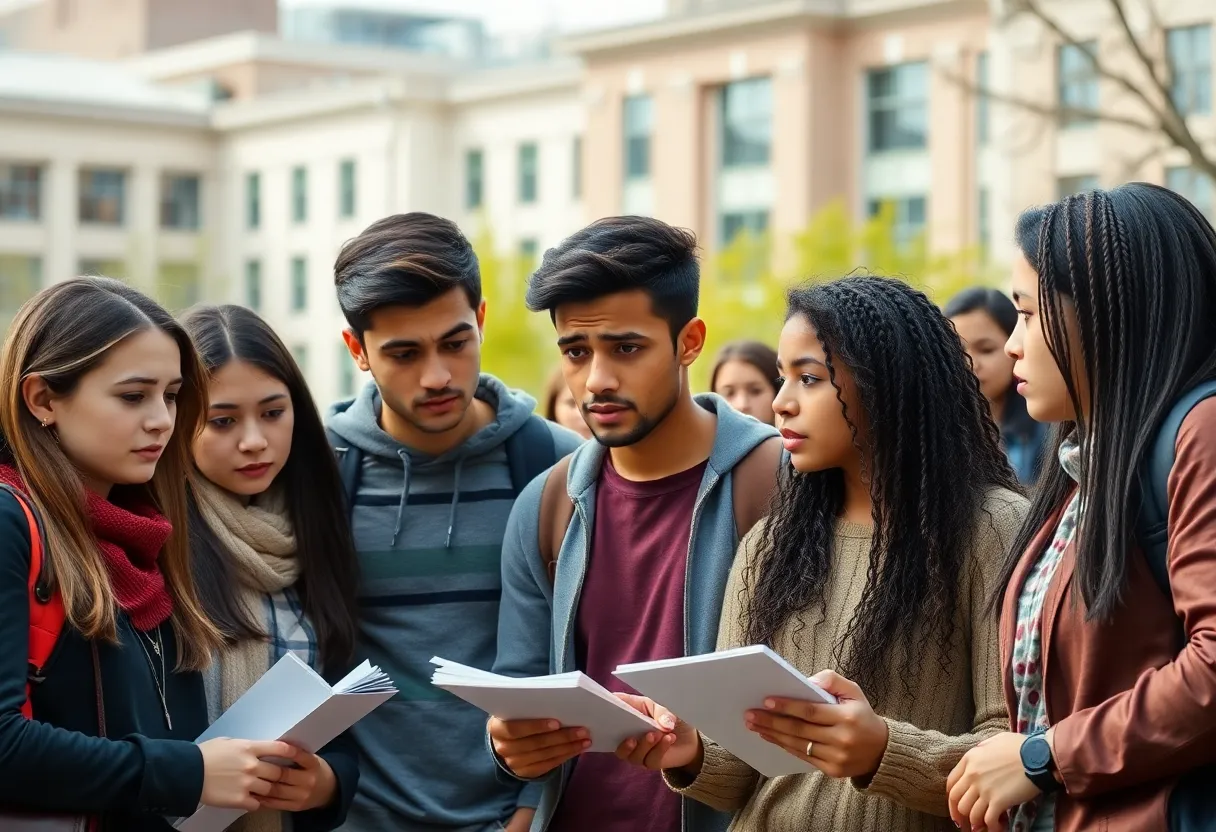 International students discussing immigration issues on campus