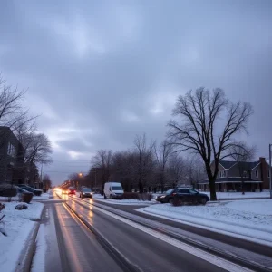 Chilly weather in Metro Detroit showing rain and snow.