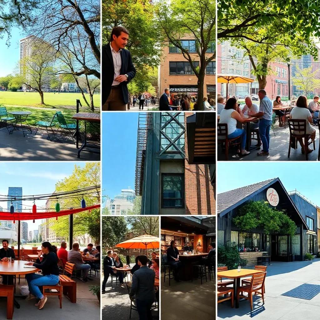 Collage of socializing spots in Detroit