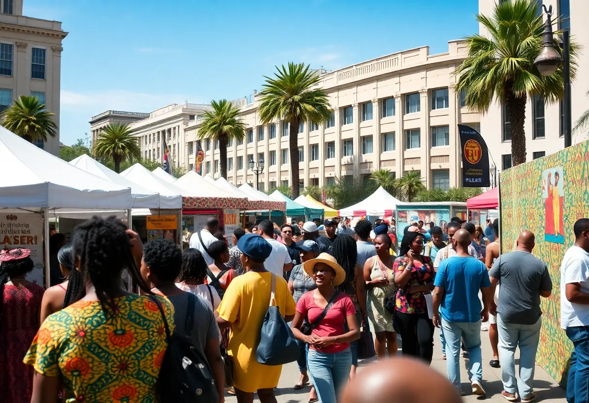 Crowd enjoying cultural displays at African World Festival in Detroit