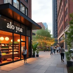 Rendering of Alo Yoga store within Hudson's Detroit development