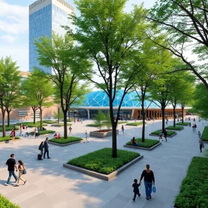 Rendering of Belle Isle Commons public square