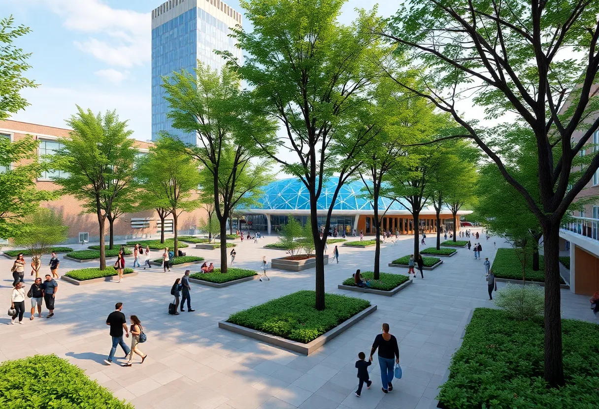 Rendering of Belle Isle Commons public square