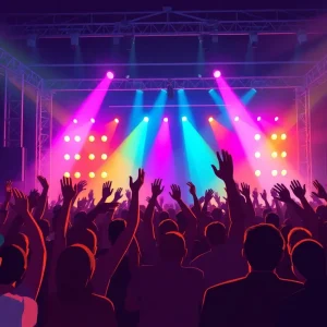 Concert scene featuring a crowd enjoying live music.