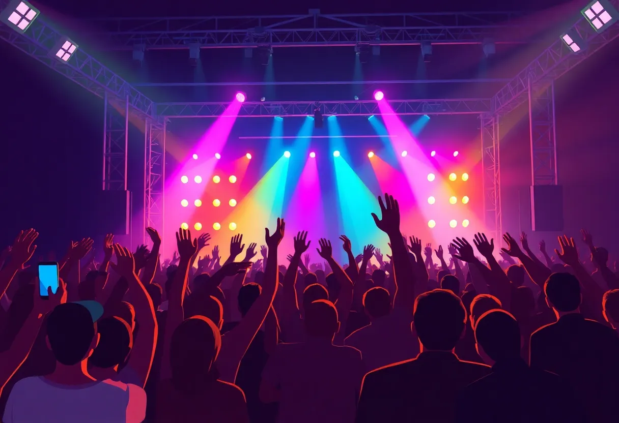 Concert scene featuring a crowd enjoying live music.