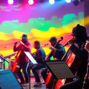 Big Sean performing with the Detroit Symphony Orchestra