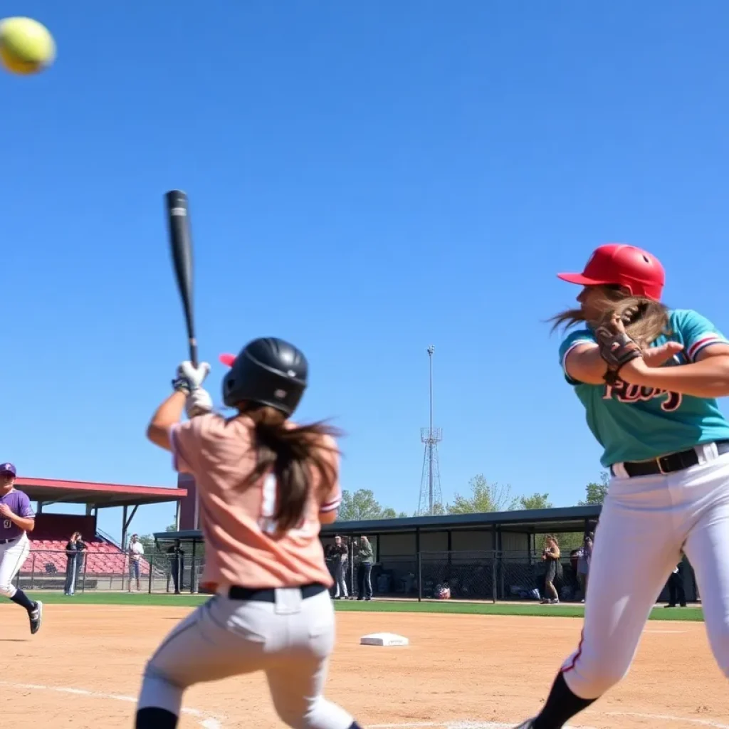 Central Michigan University softball players competing on the field