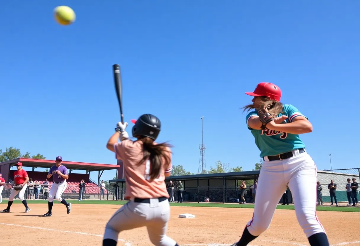 Central Michigan University softball players competing on the field