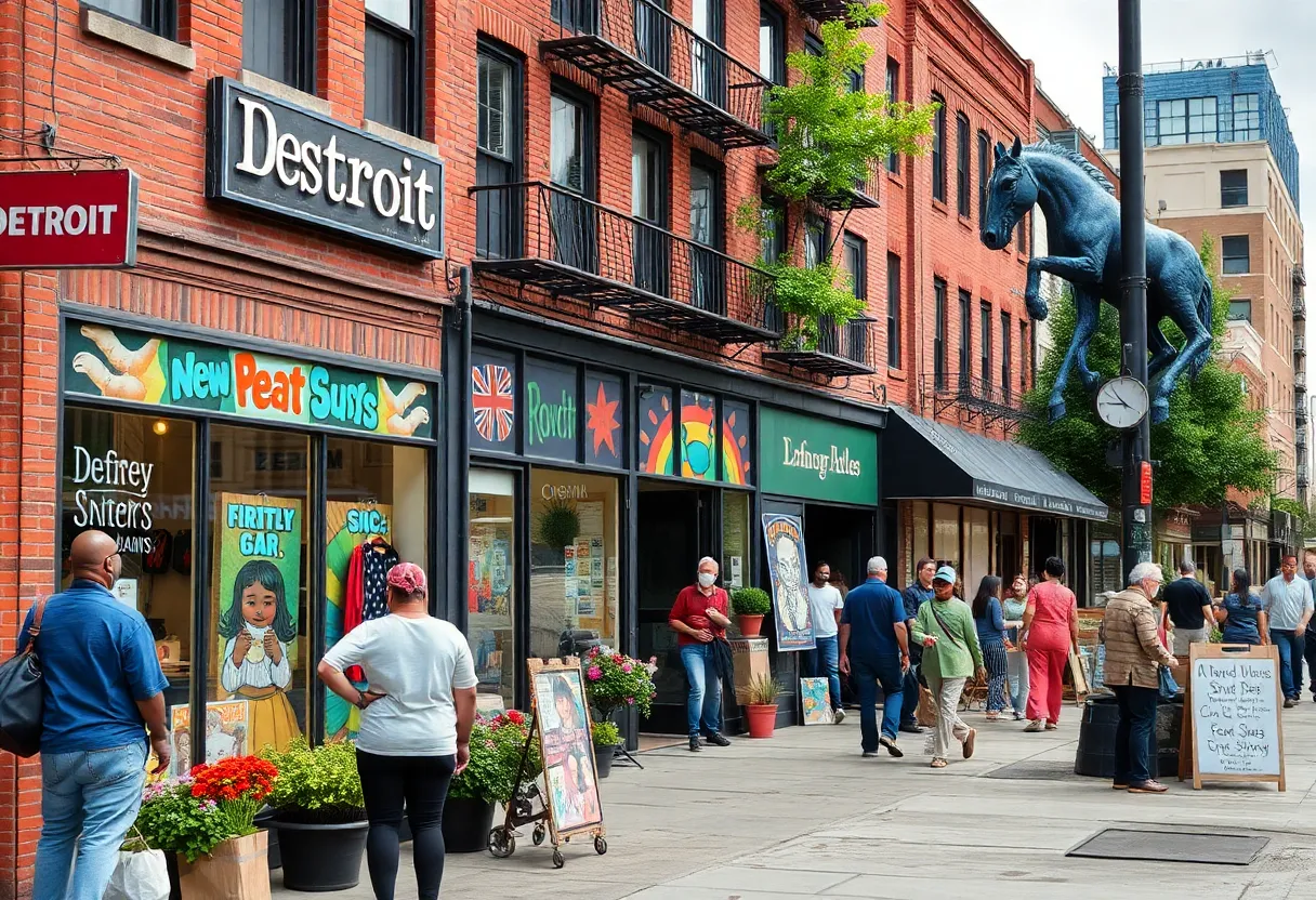 A colorful urban area in Detroit showcasing community development.