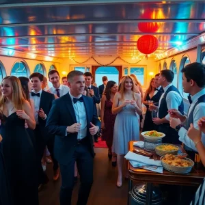 Students celebrating prom on the Detroit Princess Riverboat