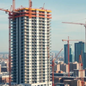 Construction site for affordable housing in Detroit