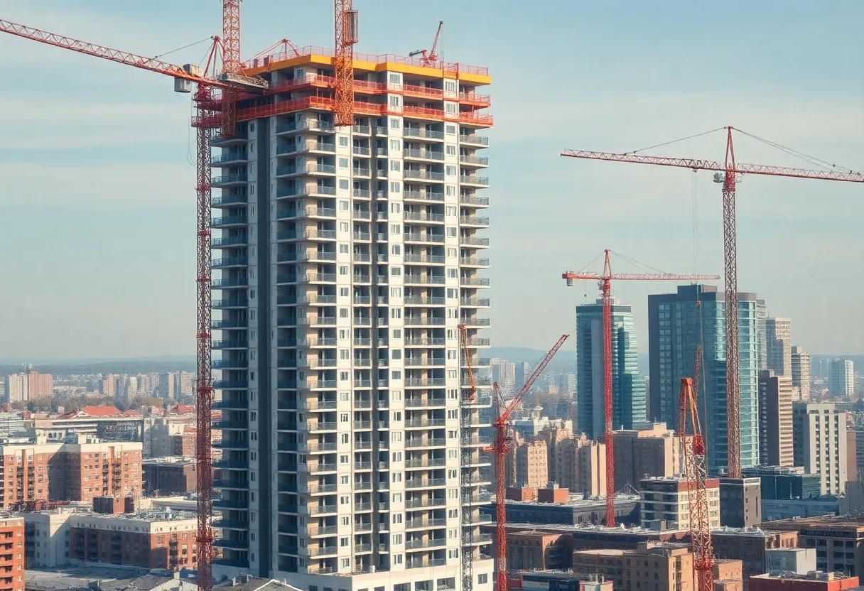 Construction site for affordable housing in Detroit