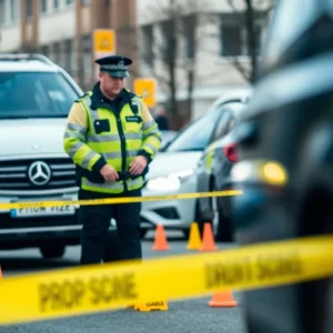 Police officer at an auto theft scene