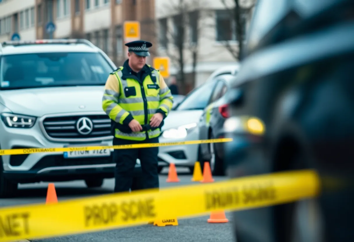 Police officer at an auto theft scene