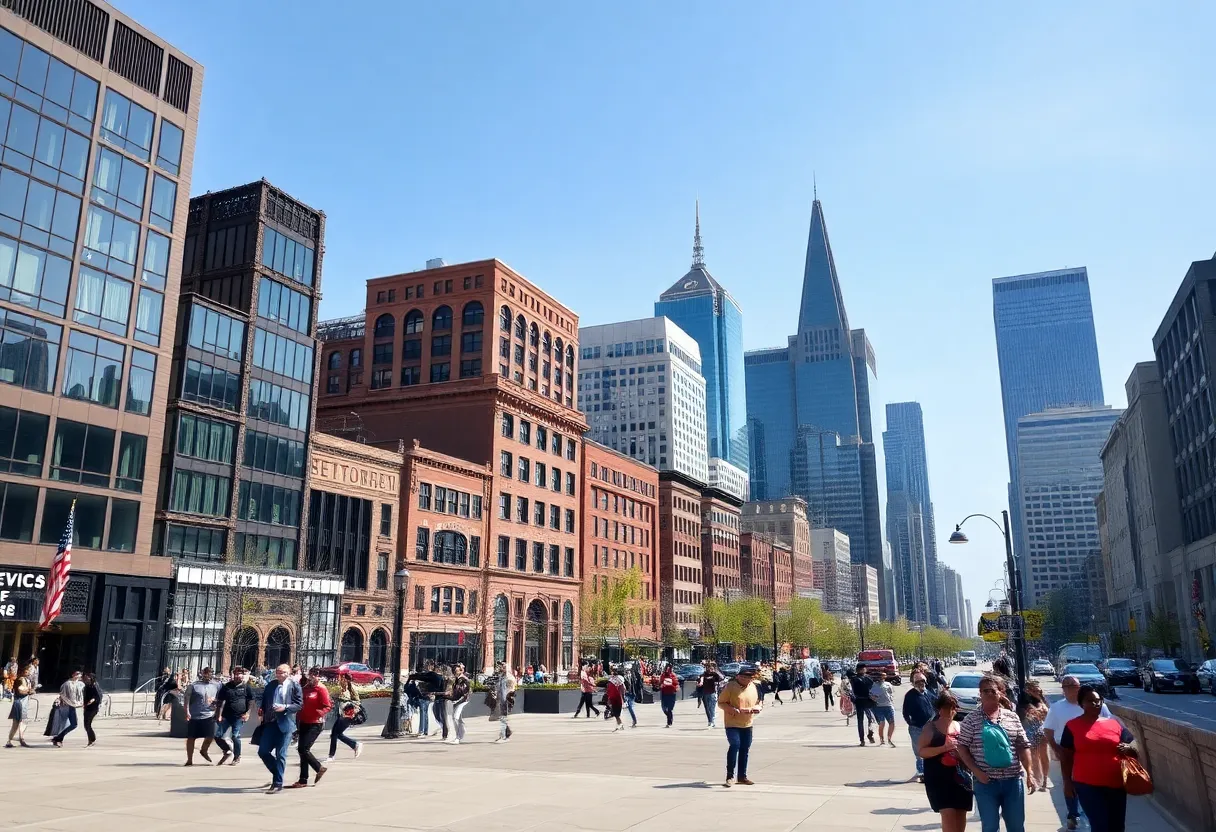Cityscape of Detroit reflecting population growth