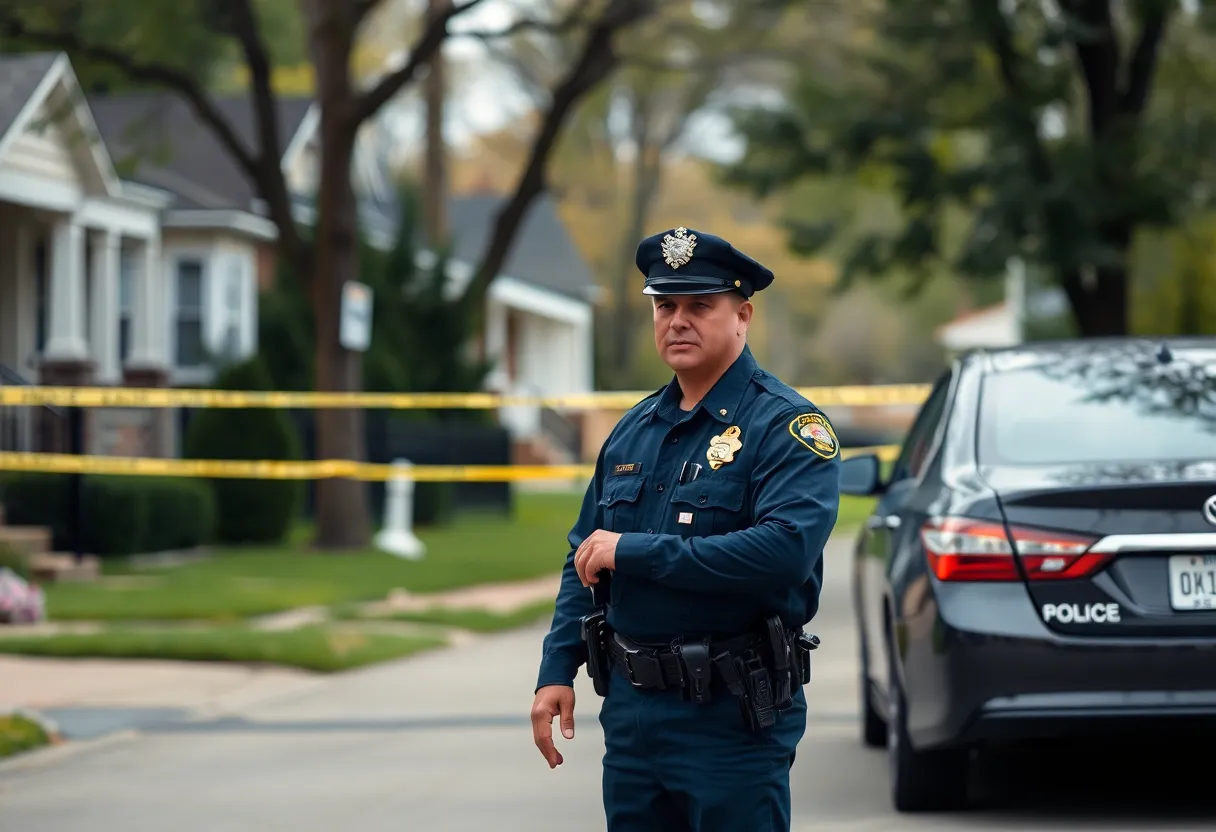 Police officer at a crime scene in Detroit