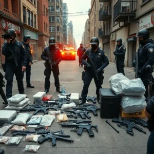 Law enforcement officers conducting a drug raid in Detroit