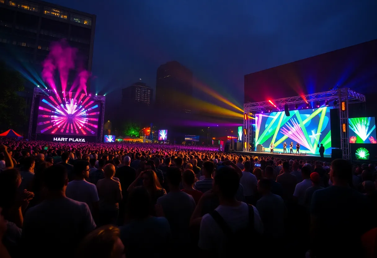 Crowd dancing at the Detroit Electronic Music Festival