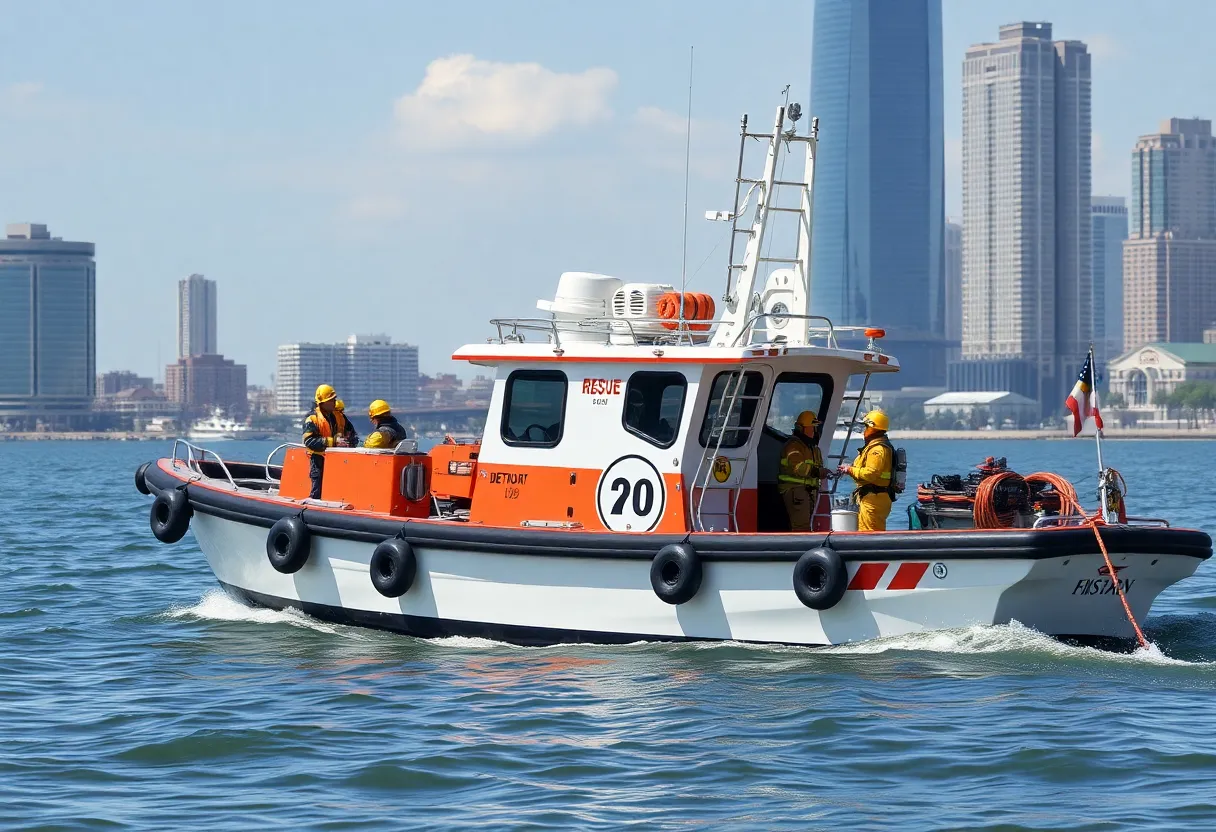 Detroit Fire Department rescue boat on the river