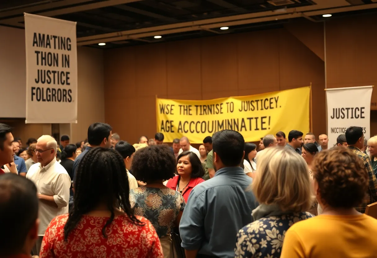 Participants at a community event discussing the impact of George Floyd's death.