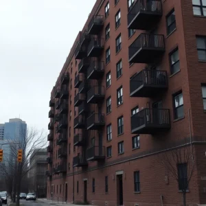 Share Your Event or Story View of Grand Lofts apartment complex linked to recent Detroit shooting incident