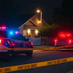 Police vehicles at a home invasion scene in Detroit