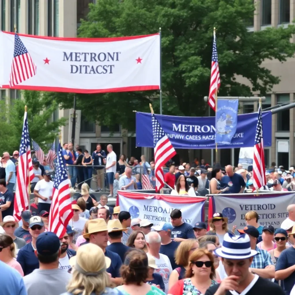 Crowds enjoying a parade and music festival in Detroit on Memorial Day weekend.