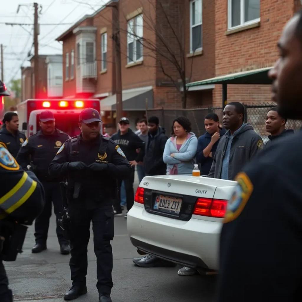 Police responding to a violent incident in a Detroit neighborhood