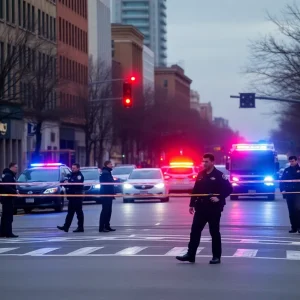 Detroit police securing a shooting scene