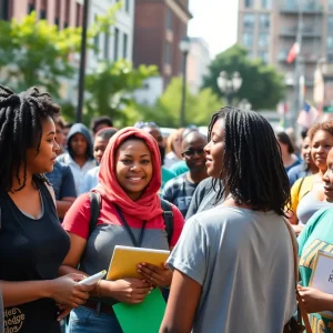 Community resource fair during the State of the People POWER Tour in Detroit