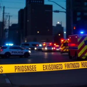 Crime scene in Detroit with police presence