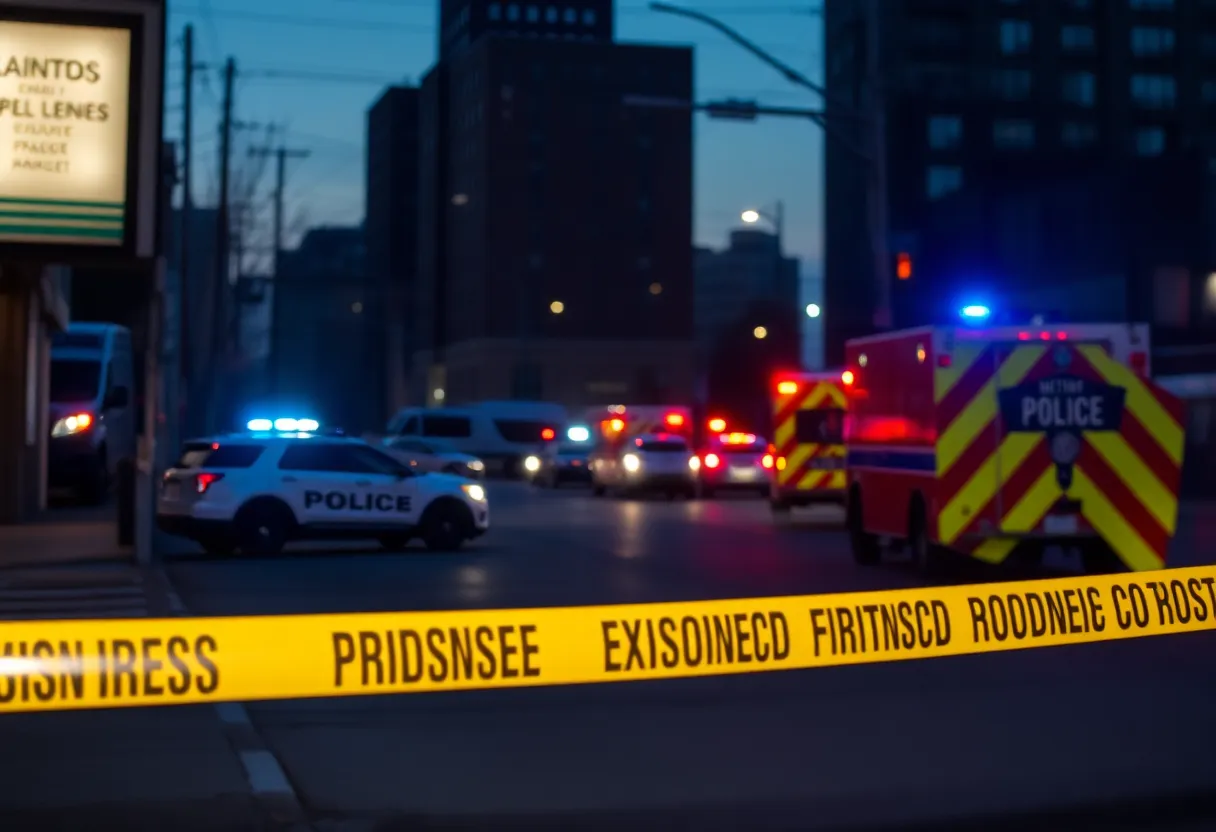 Crime scene in Detroit with police presence