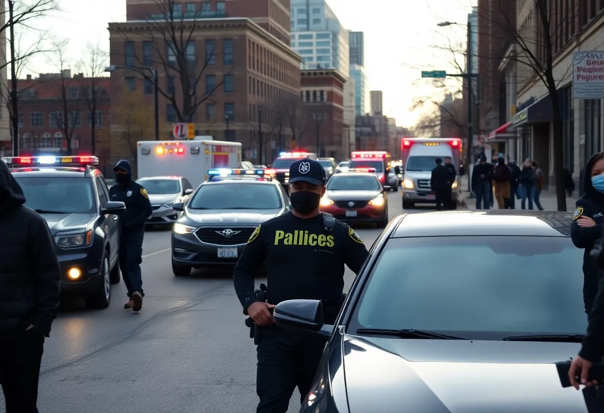 Police responding to a stabbing incident in Detroit.
