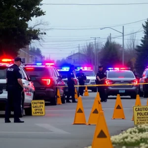 Police negotiating during a standoff in Detroit