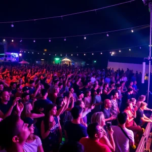 Crowd enjoying a summer concert in Detroit
