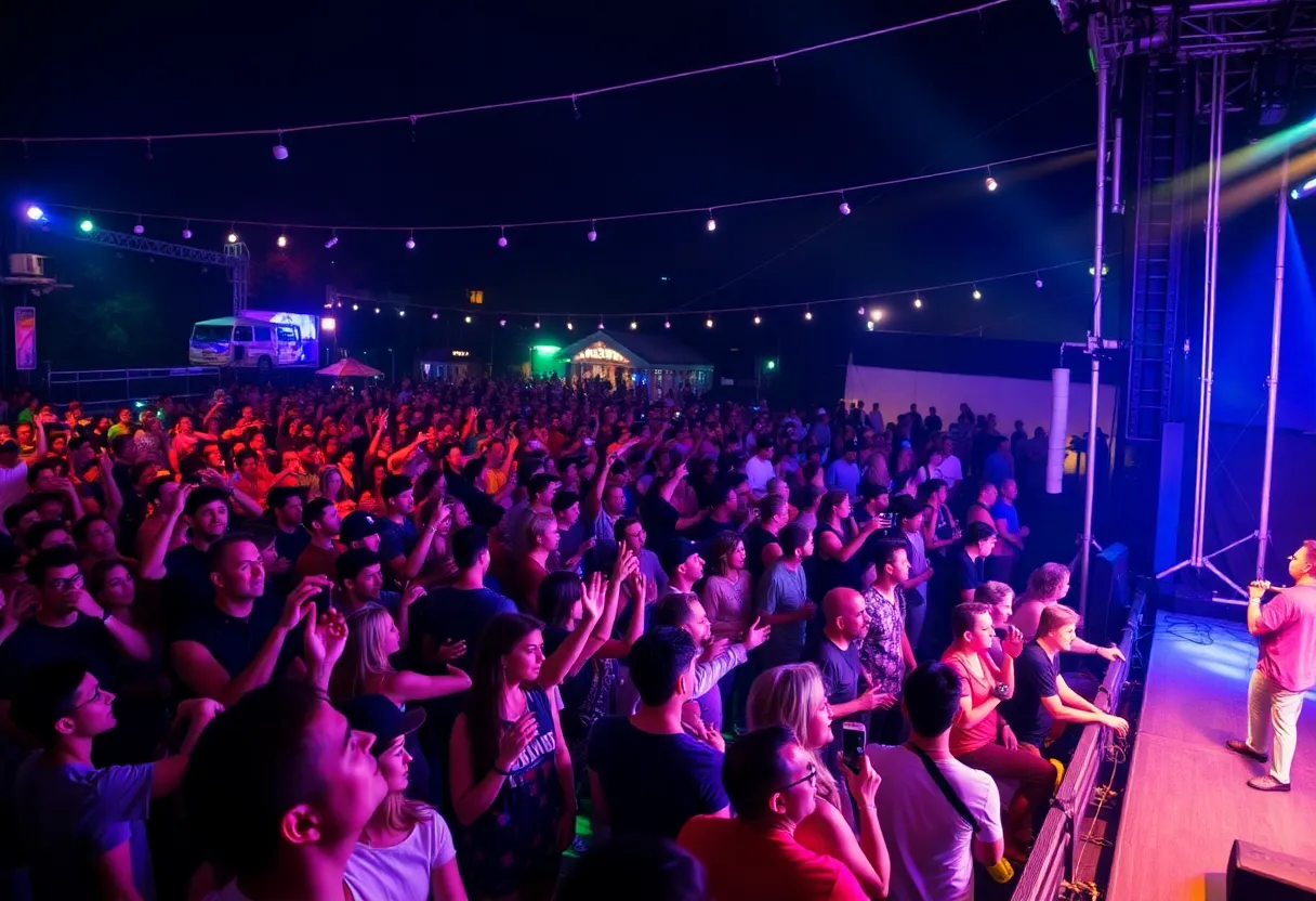 Crowd enjoying a summer concert in Detroit