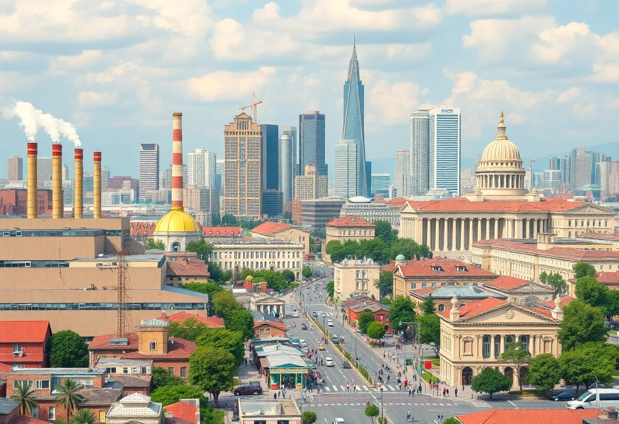 Cityscape representing economic activity and government efficiency