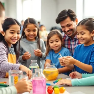 Families engaging in fun activities at a workshop in Metro Detroit.