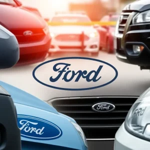 Various Ford vehicle parts in a police investigation.