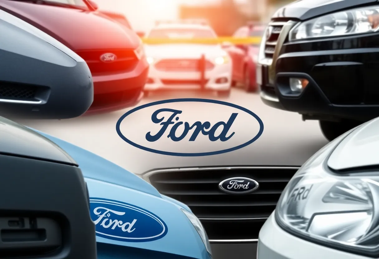 Various Ford vehicle parts in a police investigation.