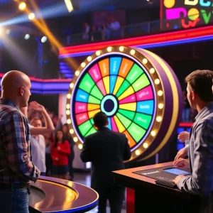 Game show contestants on Celebrity Wheel of Fortune