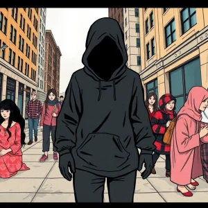 Abstract representation of human trafficking awareness in an urban environment