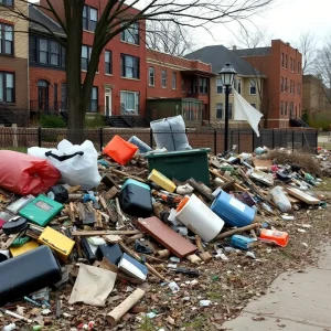 Litter and waste in a Detroit neighborhood.