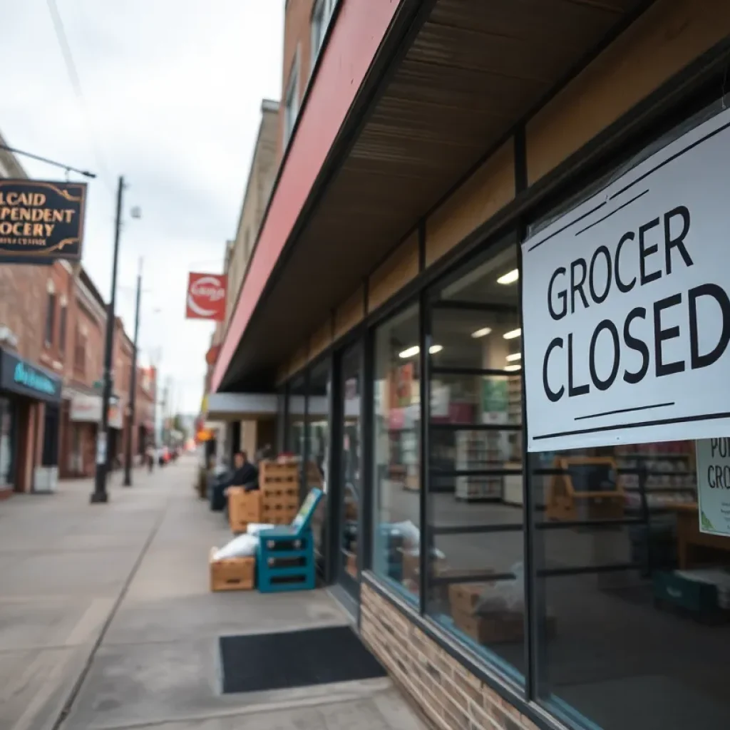 Indian Village Marketplace closed sign outside the grocery store